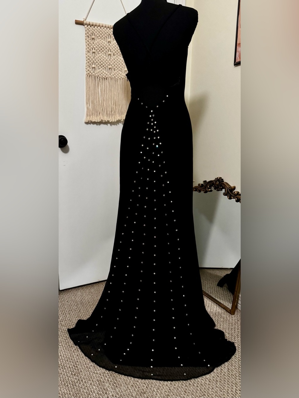 Vintage High Neck Black Evening Dress